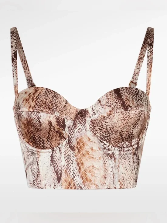 L'AGENCE Sonya Snake Print Silk Bralette. Skirt available for sale in Size 8. - Picture 7 of 15